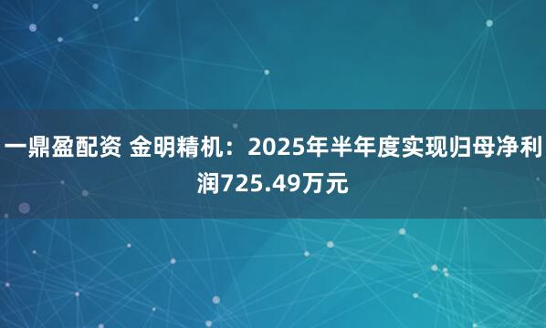 一鼎盈配资 金明精机：2025年半年度实现归母净利润725.49万元