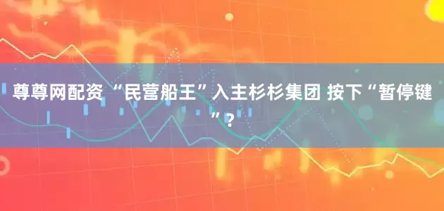 尊尊网配资 “民营船王”入主杉杉集团 按下“暂停键”？